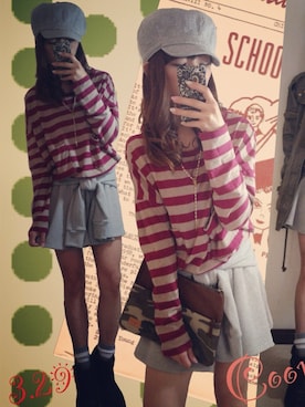 「キュロット」｜「アイテム（キャスケット）」を使った、cheryさん（レディース・157cm）の春コーディネート