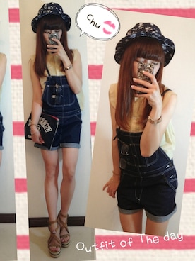 「AVAN LILY（アヴァンリリィ）のアイテム（オールインワン・サロペット）」を使った、cheryさん（レディース・157cm）の夏コーディネート