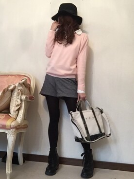 「ピンクニット」｜cheryさん（レディース・156cm）の冬コーディネート