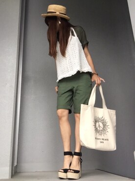「#203（ニイマルサン）のアイテム（バッグ）」を使った、cheryさん（レディース・156cm）の夏コーディネート