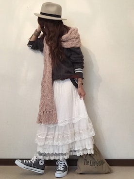 「TODAYFUL（トゥデイフル）のVintageトートバッグ（トートバッグ）」を使った、cheryさん（レディース・156cm）の秋コーディネート