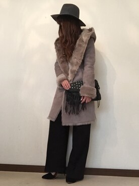 「TODAYFUL（トゥデイフル）のアイテム（ムートンコート）」を使った、cheryさん（レディース・156cm）の秋コーディネート