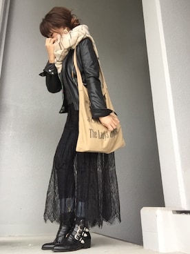 「TODAYFUL（トゥデイフル）のVintageトートバッグ（トートバッグ）」を使った、cheryさん（レディース・156cm）の冬コーディネート
