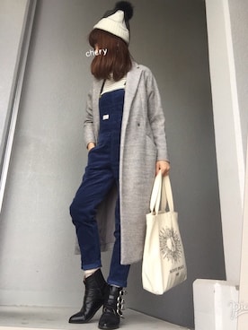 「#203（ニイマルサン）のアイテム（バッグ）」を使った、cheryさん（レディース・156cm）の冬コーディネート
