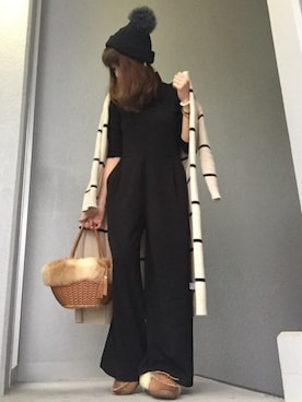「DHOLIC（ディーホリック）のアイテム（ニットキャップ/ビーニー）」を使った、cheryさん（レディース・156cm）の冬コーディネート