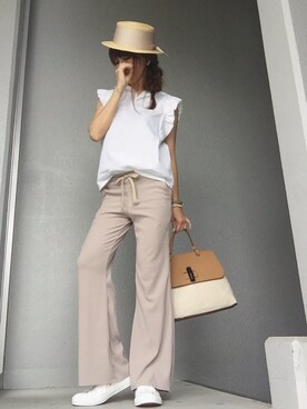 「IENA（イエナ）のCONVERSE ALLSTAR WHITE PLUS HI（スニーカー）」を使った、cheryさん（レディース・156cm）の夏コーディネート