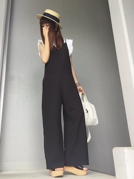 「MOUSSY（マウジー）のアイテム（サロペット/オーバーオール）」を使った、cheryさん（レディース・156cm）の夏コーディネート