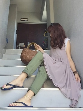 「Handmade（ハンドメイド）のアイテム（アンクレット）」を使った、cheryさん（レディース・156cm）の夏コーディネート