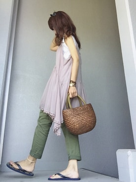 「Handmade（ハンドメイド）のアイテム（アンクレット）」を使った、cheryさん（レディース・156cm）の夏コーディネート