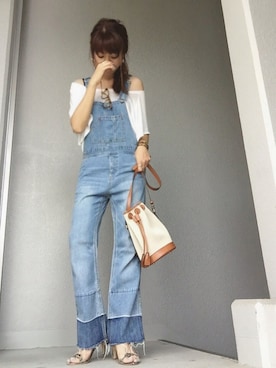 「DRWCYS（ドロシーズ）のアイテム（サロペット/オーバーオール）」を使った、cheryさん（レディース・156cm）の夏コーディネート