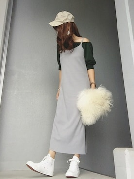 「IENA（イエナ）のCONVERSE ALLSTAR WHITE PLUS HI（スニーカー）」を使った、cheryさん（レディース・156cm）の秋コーディネート