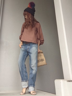 「TODAYFUL（トゥデイフル）のVintageトートバッグ（トートバッグ）」を使った、cheryさん（レディース・156cm）の秋コーディネート