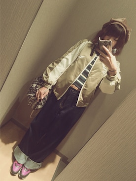 「AIR MAX」｜「アイテム（ハンチング/ベレー帽）」を使った、うにょぴさん（レディース・157cm）の秋コーディネート