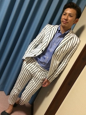 「DOWBL（ダブル）のアイテム（スラックス）」を使った、佐藤翔駿さん（メンズ・165cm）の秋コーディネート