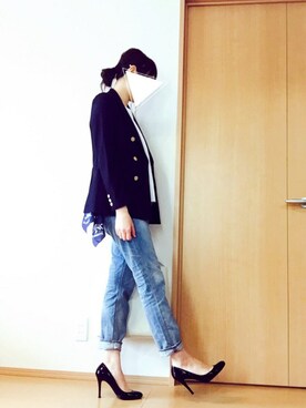 「紺ブレ」｜「アイテム（財布/小物）」を使った、micさん（レディース・162cm）の春コーディネート