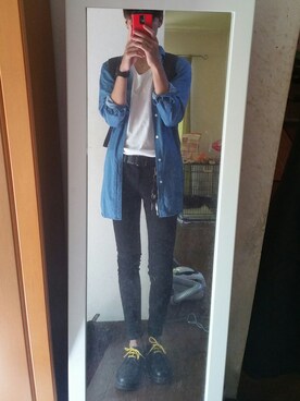 「Dr. Martens（ドクターマーチン）のDr.Martens 1461 3EYE SHOE [ドクターマーチン 1461 3アイ シューズ]（靴子、ブラック系）」を使った、ショーン✂さん（メンズ・183cm）の秋コーディネート
