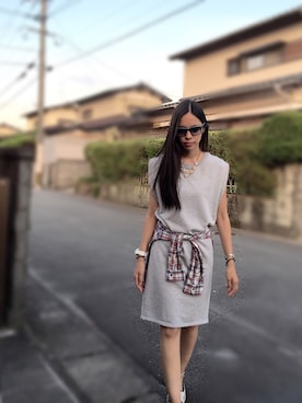 「MULLER（ミューラー）のアイテム（ワンピース/ドレス）」を使った、yurie♡さん（レディース・170cm）の夏コーディネート