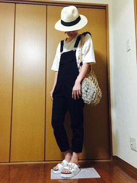 「coca（ANDEX shoes product）（コカ）のアイテム（帽子）」を使った、犬田さん（レディース・163cm）の夏コーディネート