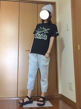 「YEVS（イーブス）のアイテム（帽子）」を使った、犬田さん（レディース・163cm）の夏コーディネート
