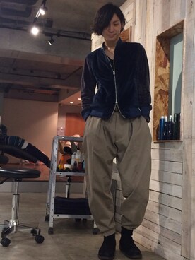 「N.HOOLYWOOD」｜「アイテム（ブルゾン）」を使った、砂川 航さん（メンズ・175cm）の冬コーディネート