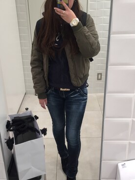 「Hollister（ホリスター）のアイテム（パーカー、その他）」を使った、nalu0325さん（レディース・160cm）の冬コーディネート