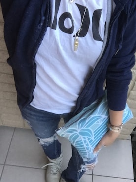 「UNIQLO（ユニクロ）のアイテム（パーカー、ブルー系）」を使った、nalu0325さん（レディース・160cm）の冬コーディネート