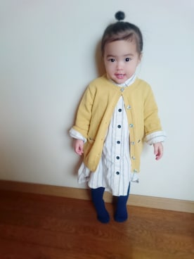 「アイテム（シャツワンピース）」を使った、as-pさん（キッズ・80cm）の冬コーディネート
