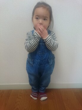 「ハイネックトップス」｜「アイテム（オールインワン・サロペット）」を使った、as-pさん（キッズ・80cm）の冬コーディネート