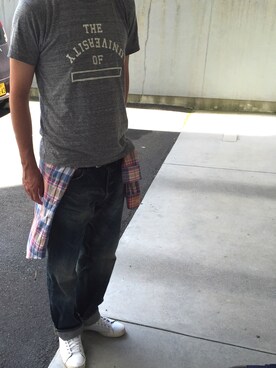 「BLUE WORK（ブルーワーク）のアイテム（Tシャツ/カットソー）」を使った、maryoさん（メンズ・182cm）の夏コーディネート