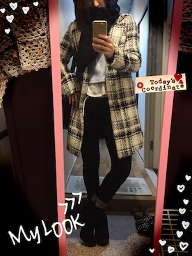 「COCO DEAL（ココディール）のアイテム（チェスターコート）」を使った、NaNA.さん（レディース・158cm）の冬コーディネート