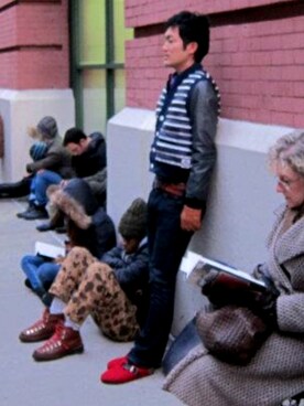 「MONCLER（モンクレール）のアイテム（ジャケット/アウター、ブルー系）」を使った、Hamamoto Keitaさん（メンズ・180cm）の冬コーディネート