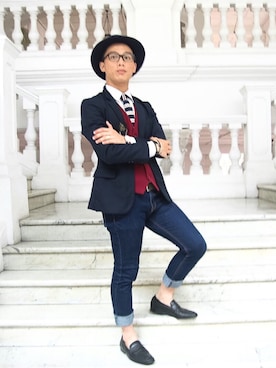 「G2000 （ジートゥサウザンド）のアイテム（トップス）」を使った、Ryan 진치원 さん（メンズ・170cm）の秋コーディネート