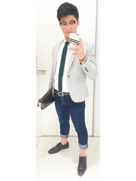 「TOPMAN（トップマン）のアイテム（フォーマルスーツ/小物）」を使った、Ryan 진치원 さん（メンズ・170cm）の夏コーディネート