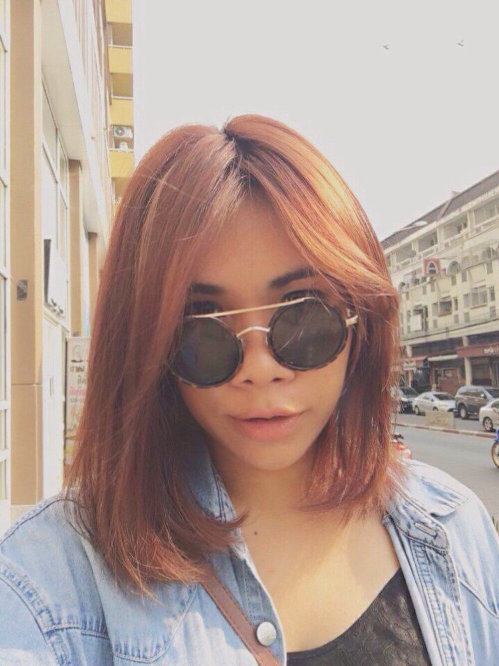 「denim」｜「FOREVER 21のアイテム（サングラス、ブラウン系）」を使った、ปลา เปื่อยさん（レディース・170cm）の夏コーディネートの1枚目の写真
