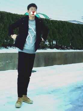 「寒い」｜「アイテム（ライダースジャケット）」を使った、TONKATSUさん（メンズ・172cm）の冬コーディネート