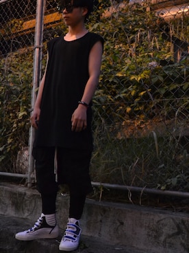 「11 by Boris Bidjan Saberi （ ボリスビジャンサベリ）のアイテム（Tシャツ/カットソー）」を使った、せさん（メンズ・165cm）の夏コーディネート