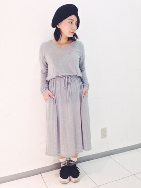 「ADAM ET ROPE'（アダムエロペ）のアイテム（ハンチング/ベレー帽）」を使った、sayuri maedaさん（レディース・150cm）の冬コーディネート