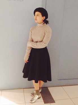 「ADAM ET ROPE'（アダムエロペ）のアイテム（ハンチング/ベレー帽）」を使った、sayuri maedaさん（レディース・150cm）の冬コーディネート