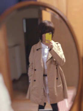 「KBF（ケイビーエフ）のKBF コットンシャツワンピース（ワンピース、ホワイト系）」を使った、きじとらこさん（レディース・153cm）の秋コーディネート