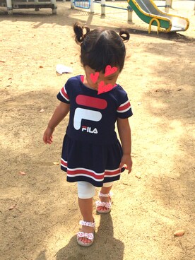 「FILA（フィラ）のアイテム（ワンピース）」を使った、JUNさん（キッズ・80cm）の夏コーディネート