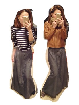 「マキシスカート」｜「アイテム（ノーカラージャケット）」を使った、casualadyさん（レディース・161cm）の春コーディネート