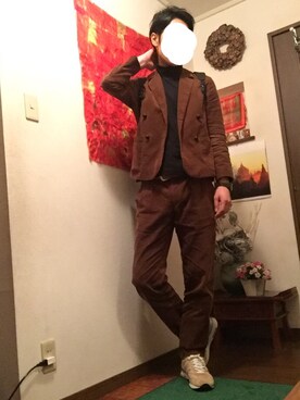 「アイテム（テーラードジャケット、ブラウン系）」を使った、LUKEさん（メンズ・182cm）の秋コーディネート