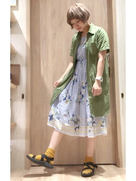 「7月WEAR夏のサンダル祭り」｜「アイテム（ワンピース/ドレス）」を使った、さきてぃさん（レディース・164cm）の夏コーディネート