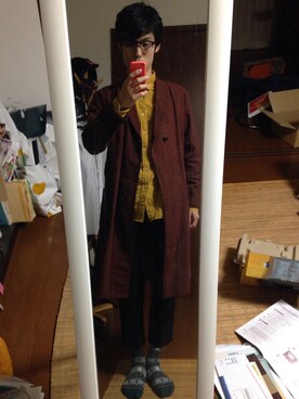 「no brand（ノーブランド）のアイテム（トレンチコート）」を使った、清兵衛さん（メンズ・170cm）の冬コーディネート