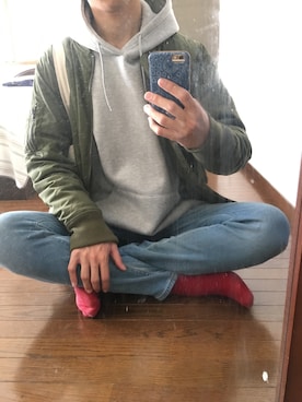 「カラーソックス」｜「アイテム（ノーカラージャケット）」を使った、Taki(プチプラ)さん（メンズ・180cm）の冬コーディネート