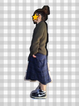 「ゆるニット」｜「アイテム（シャツワンピース）」を使った、gahoさん（レディース・153cm）の秋コーディネート