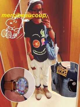 「mercibeaucoup,（メルシーボークー）のアイテム（腕時計）」を使った、ぬんさん（メンズ・163cm）の夏コーディネート