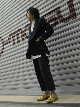 「Yves Saint Laurent（イヴサンローラン）のアイテム（テーラードジャケット）」を使った、まるちん@h.e.I.kさん（メンズ・172cm）の春コーディネート