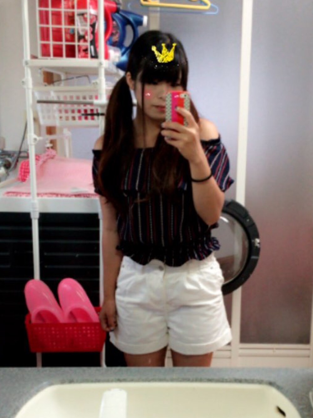 「Honeysのアイテム（トップス、ブルー系）」を使った、ﾁ 鶴*さん（レディース・156cm）の秋コーディネートの1枚目の写真