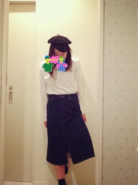 「Aラインスカート」｜「アイテム（レッグウェア）」を使った、RUUKAさん（レディース・160cm）の秋コーディネート